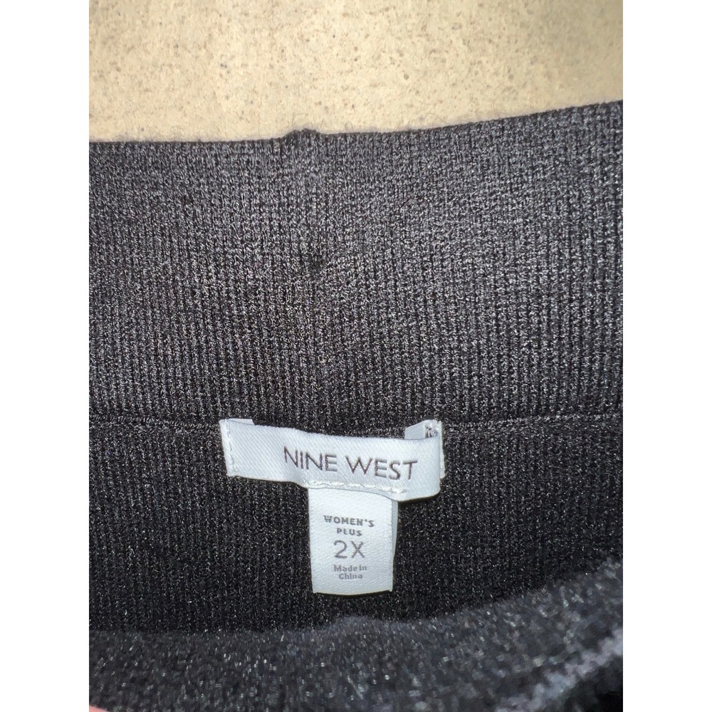 Nine West Black Sweater Wide Leg Pants High Rise Cropped Knit Plus Size 2X NWT - Picture 4 of 6